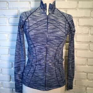 Marika Navy Peony Space Dye Zip Up Jacket Size S Blue Women's Activewear